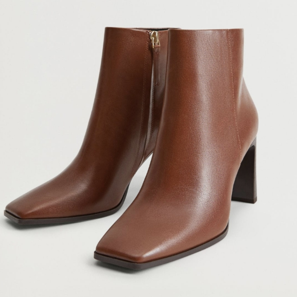 MANGO Squared Toe Ankle Boots